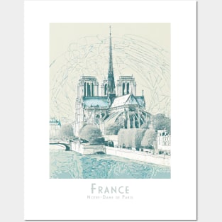 Serene Notre-Dame de Paris France Illustration Posters and Art